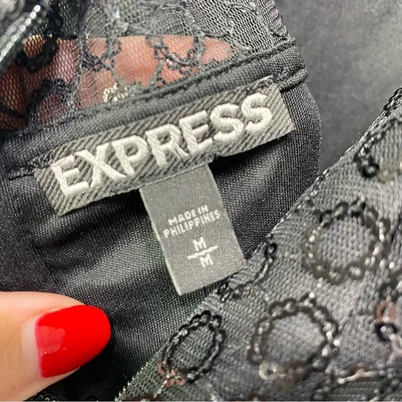 Express- Black Sheer Sleeveless Party Dress M NWT - Picture 8 of 10